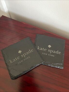 Kate Spade Black Slate Logo Coasters - Set of 2